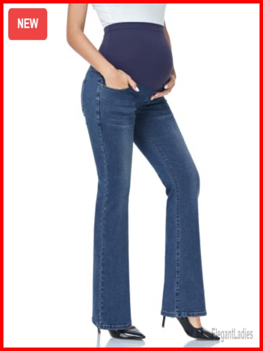 Stretch Maternity Bootcut Jeans Over The Belly Bell Bottoms Flare Denim Pants